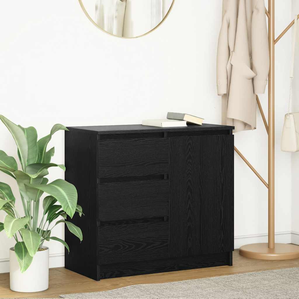 Buffet avec tiroir chêne noir 71x35x65 cm bois d'ingénierie - XIOS