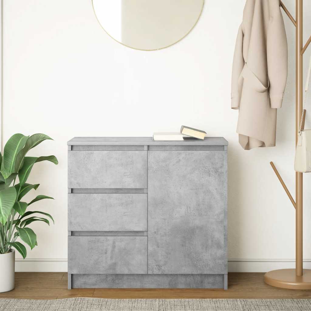 Buffet avec tiroir gris béton 71x35x65 cm bois d'ingénierie - XIOS