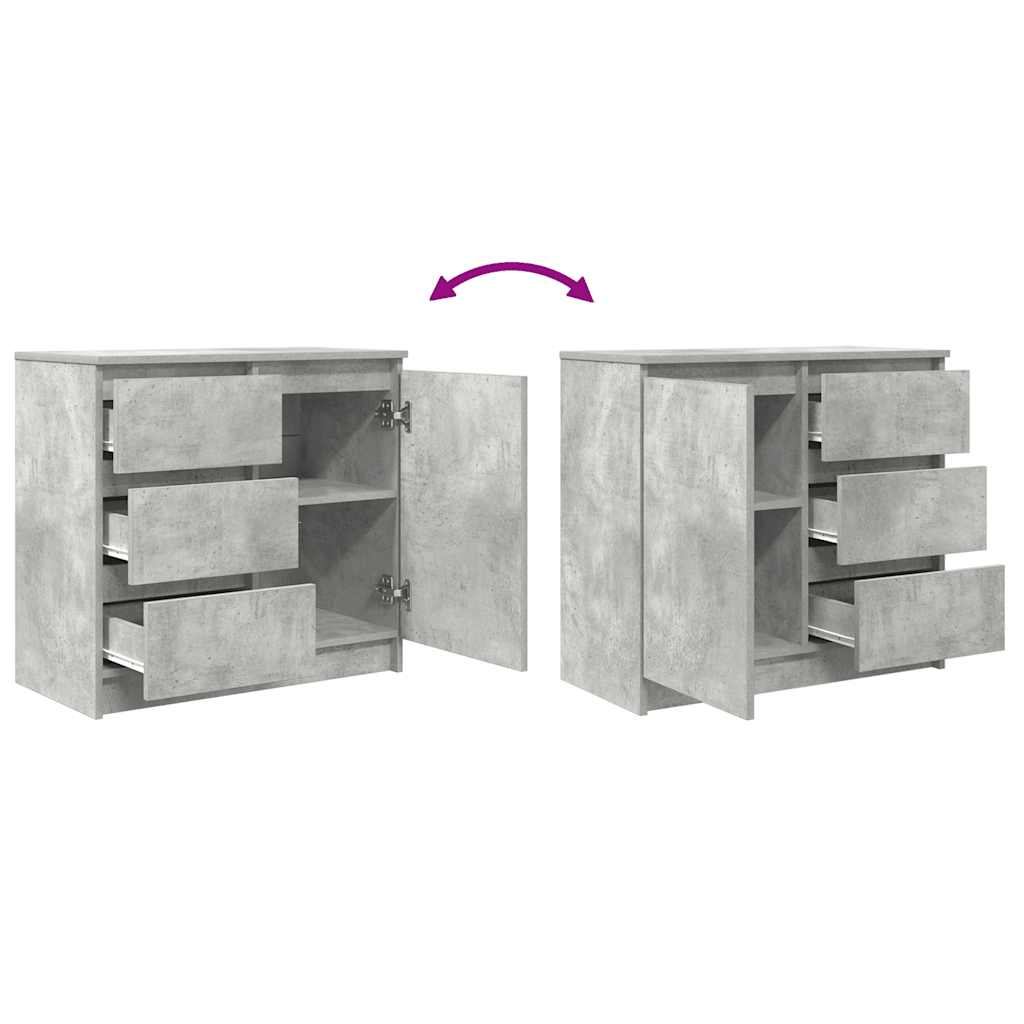 Buffet avec tiroir gris béton 71x35x65 cm bois d'ingénierie - XIOS