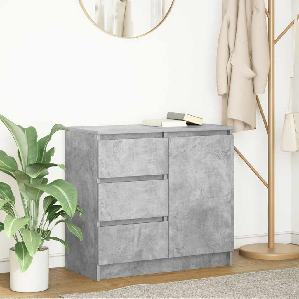 Buffet avec tiroir gris béton 71x35x65 cm bois d'ingénierie - XIOS