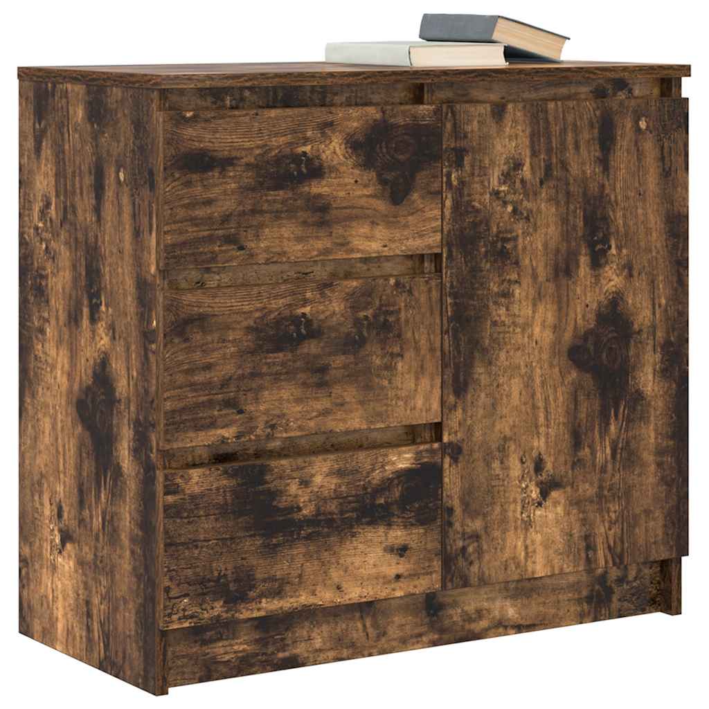 Buffet avec tiroir chêne fumé 71x35x65 cm bois d'ingénierie - XIOS