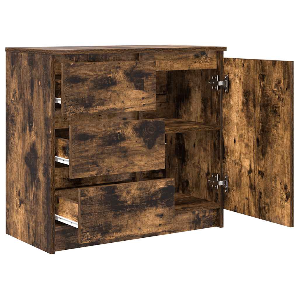 Buffet avec tiroir chêne fumé 71x35x65 cm bois d'ingénierie - XIOS