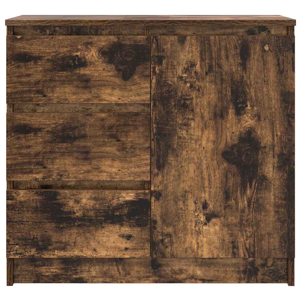 Buffet avec tiroir chêne fumé 71x35x65 cm bois d'ingénierie - XIOS