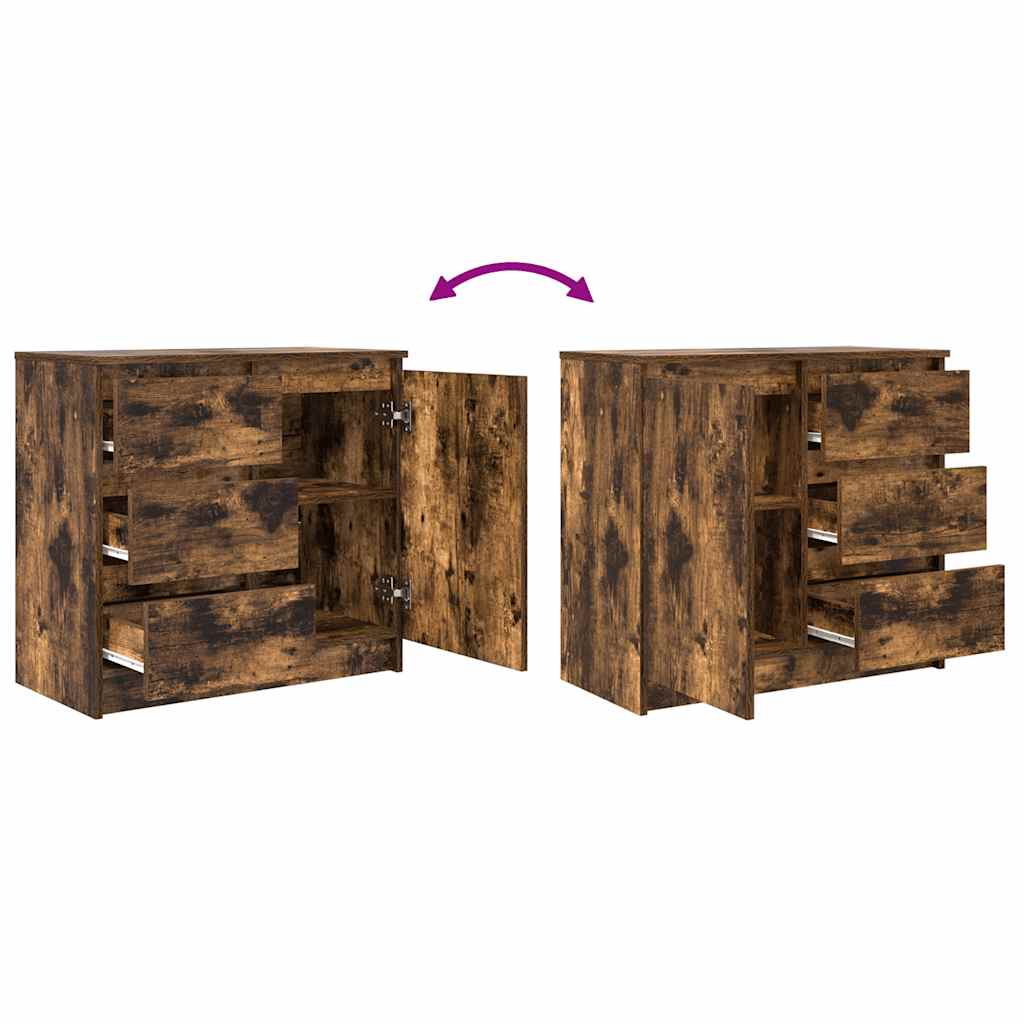 Buffet avec tiroir chêne fumé 71x35x65 cm bois d'ingénierie - XIOS