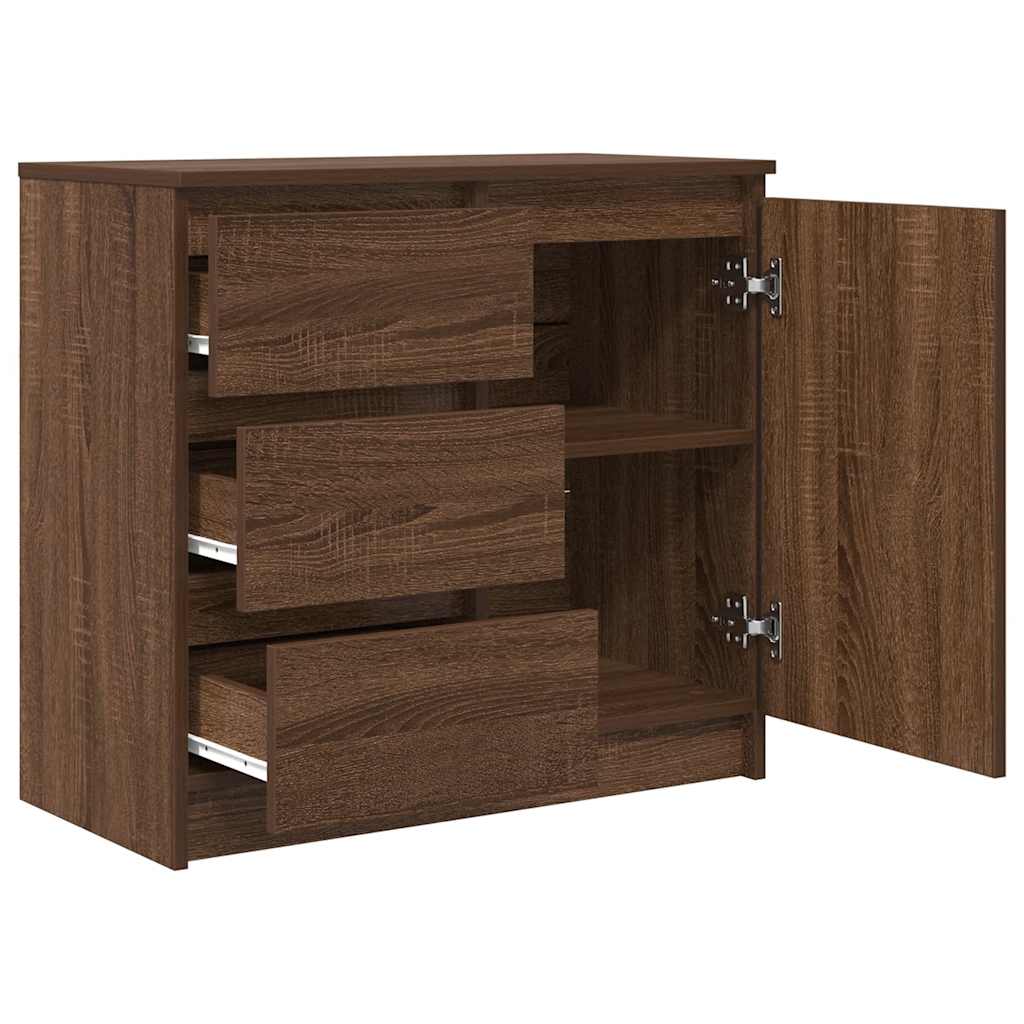 Buffet avec tiroir chêne brun 71x35x65 cm bois d'ingénierie - XIOS