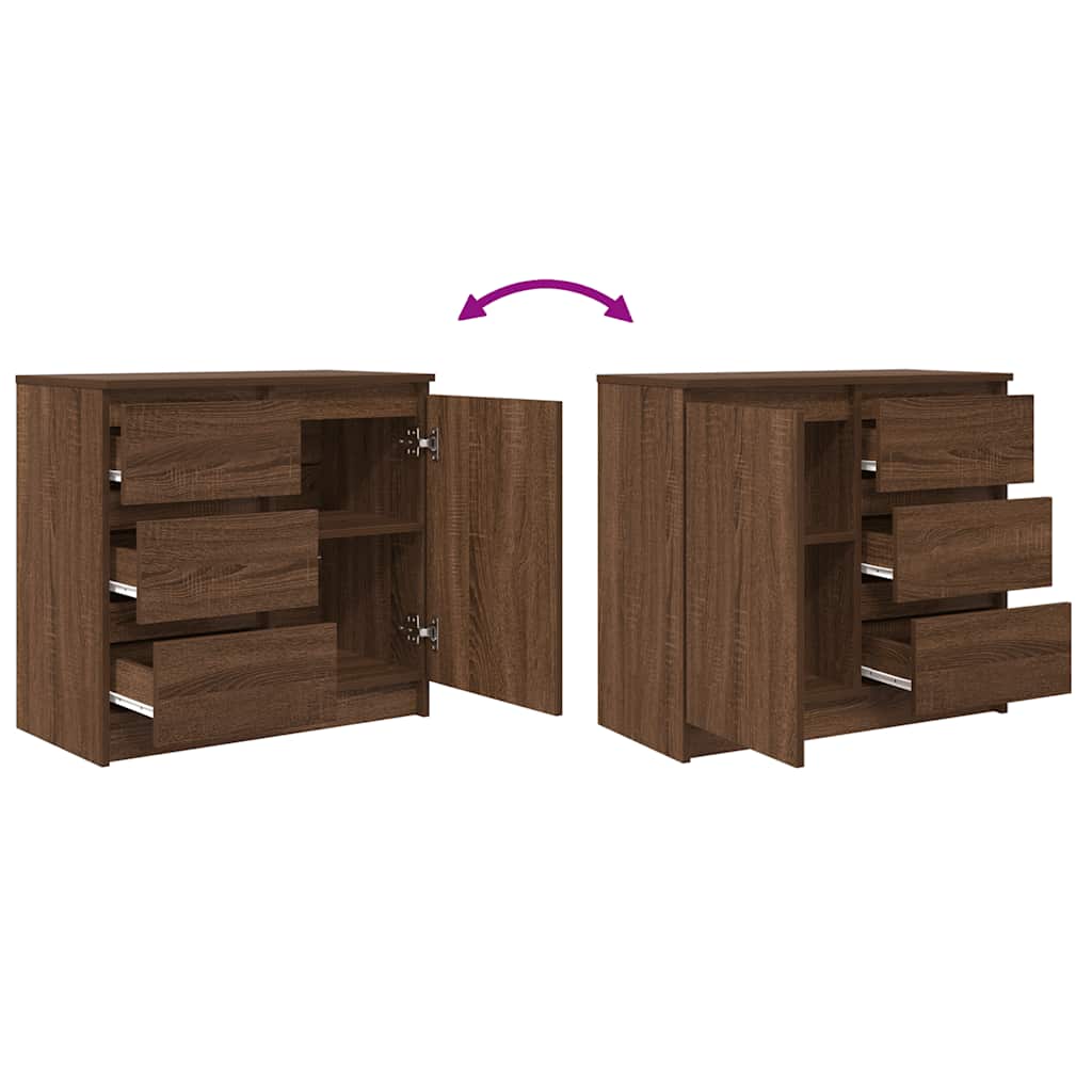 Buffet avec tiroir chêne brun 71x35x65 cm bois d'ingénierie - XIOS