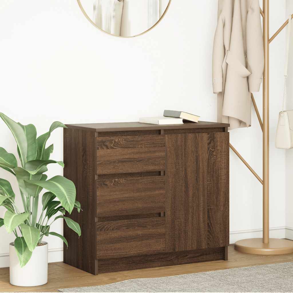 Buffet avec tiroir chêne brun 71x35x65 cm bois d'ingénierie - XIOS