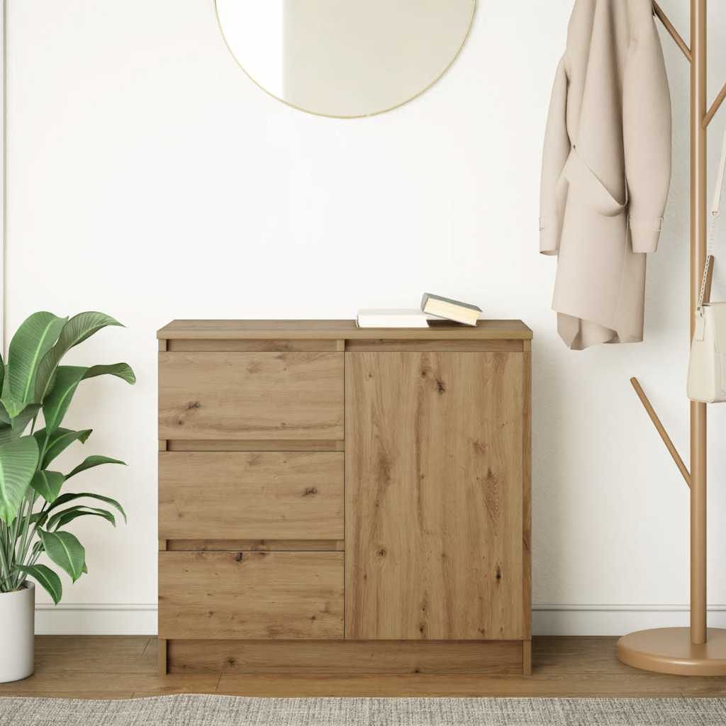 Buffet avec tiroir chêne artisanal 71x35x65 cm bois ingénierie - XIOS
