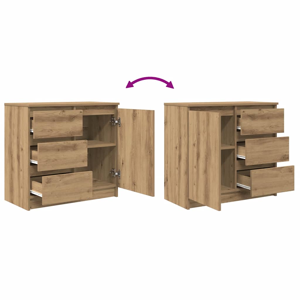 Buffet avec tiroir chêne artisanal 71x35x65 cm bois ingénierie - XIOS