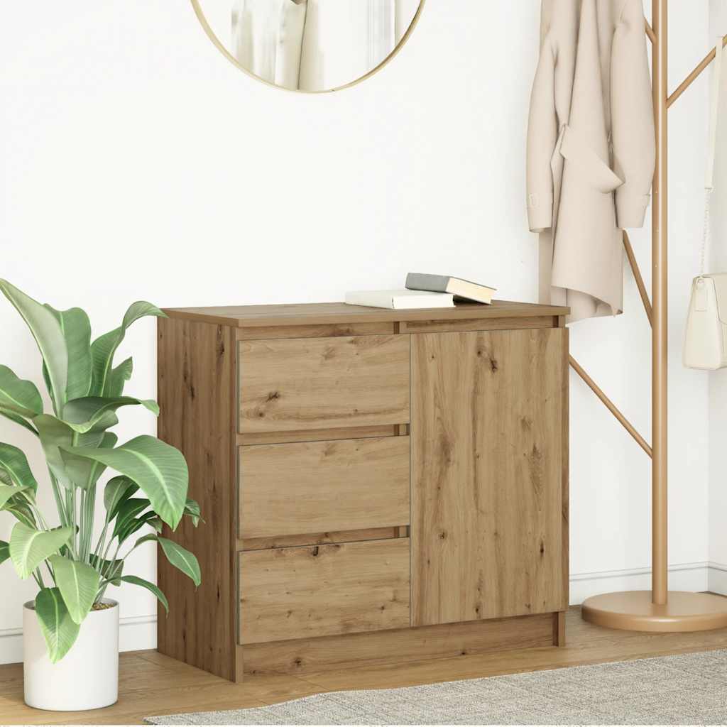 Buffet avec tiroir chêne artisanal 71x35x65 cm bois ingénierie - XIOS