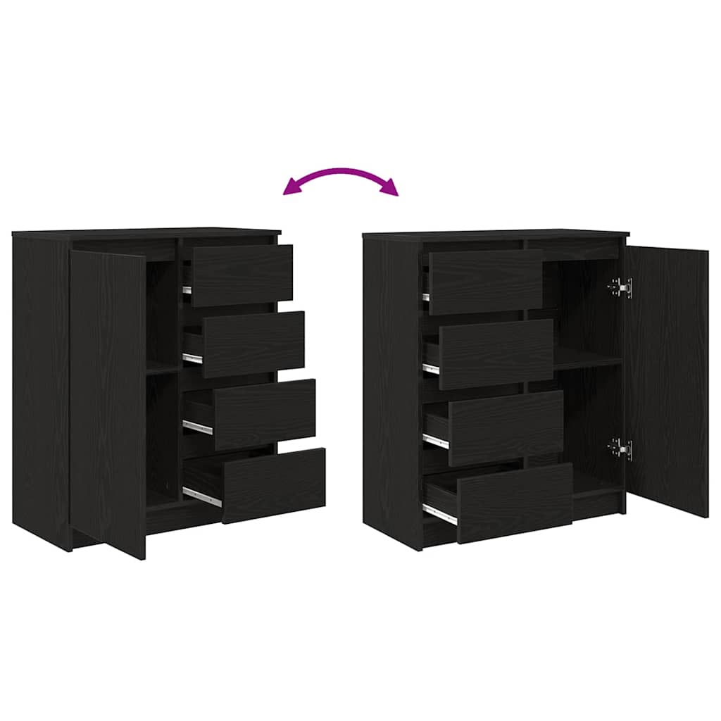 Buffet avec tiroirs chêne noir 71x35x84 cm bois d'ingénierie - XIOS
