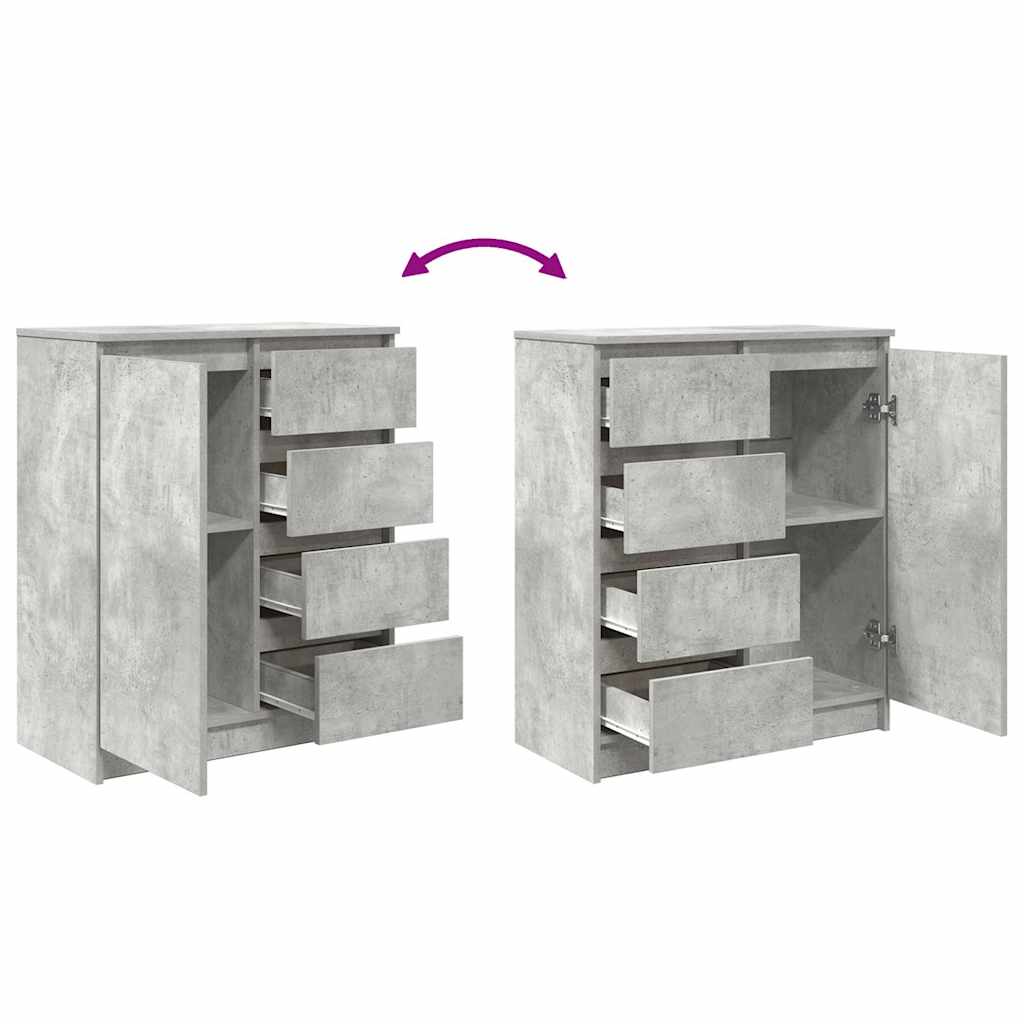 Buffet avec tiroirs gris béton 71x35x84 cm bois d'ingénierie - XIOS