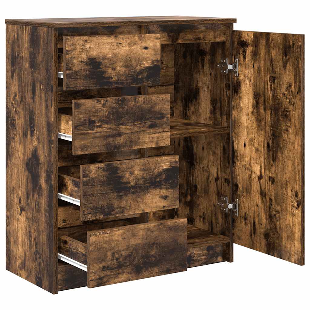 Buffet avec tiroirs chêne fumé 71x35x84 cm bois d'ingénierie - XIOS