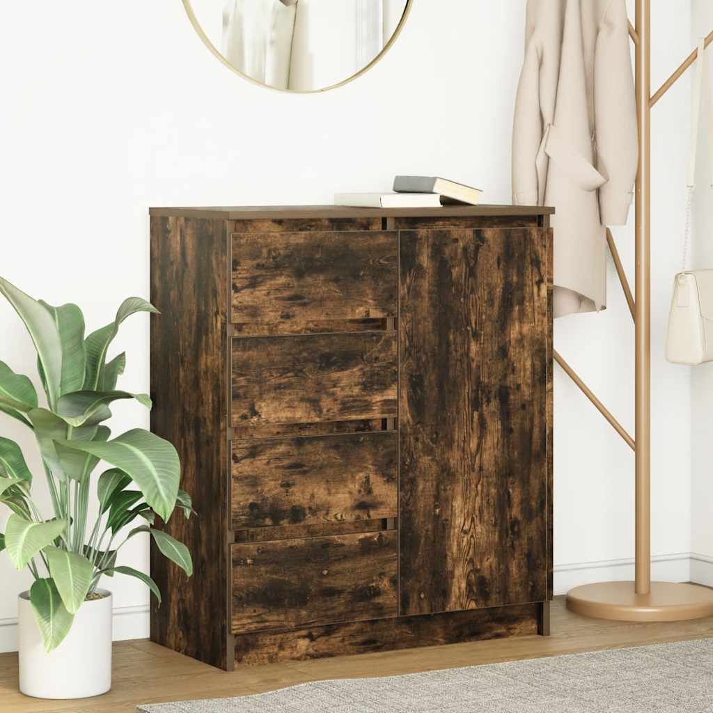 Buffet avec tiroirs chêne fumé 71x35x84 cm bois d'ingénierie - XIOS
