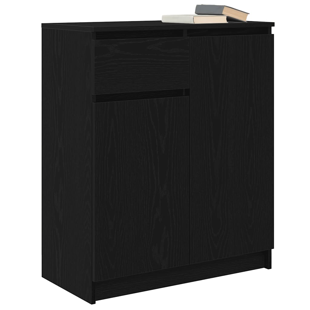 Buffet avec tiroir chêne noir 71x35x84 cm bois d'ingénierie - XIOS