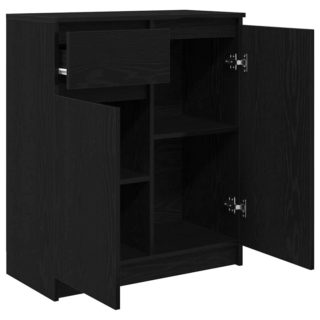 Buffet avec tiroir chêne noir 71x35x84 cm bois d'ingénierie - XIOS