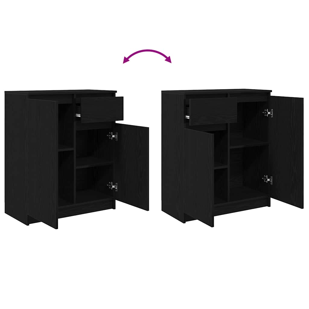 Buffet avec tiroir chêne noir 71x35x84 cm bois d'ingénierie - XIOS