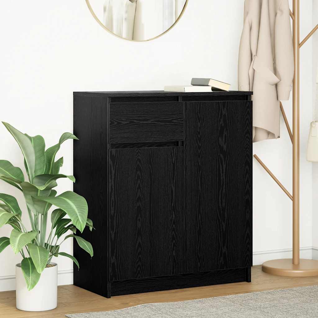 Buffet avec tiroir chêne noir 71x35x84 cm bois d'ingénierie - XIOS