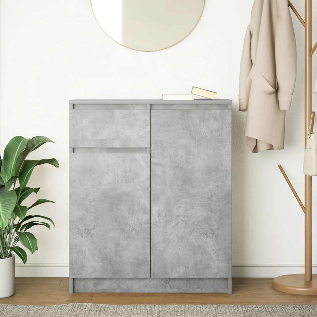 Buffet avec tiroir gris béton 71x35x84 cm bois d'ingénierie - XIOS