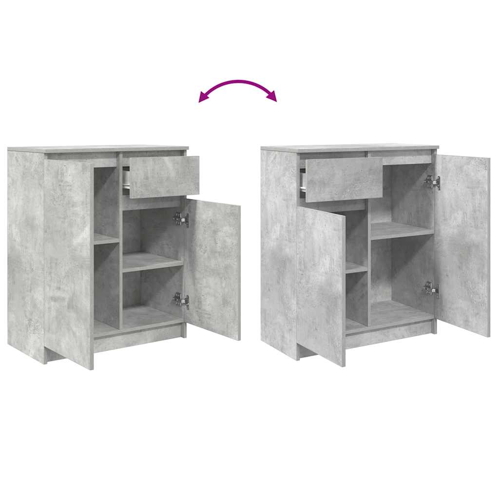 Buffet avec tiroir gris béton 71x35x84 cm bois d'ingénierie - XIOS