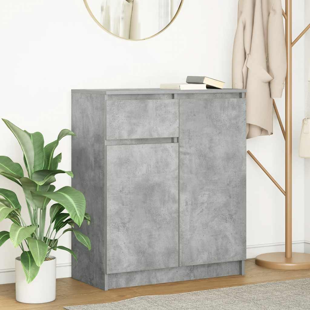 Buffet avec tiroir gris béton 71x35x84 cm bois d'ingénierie - XIOS