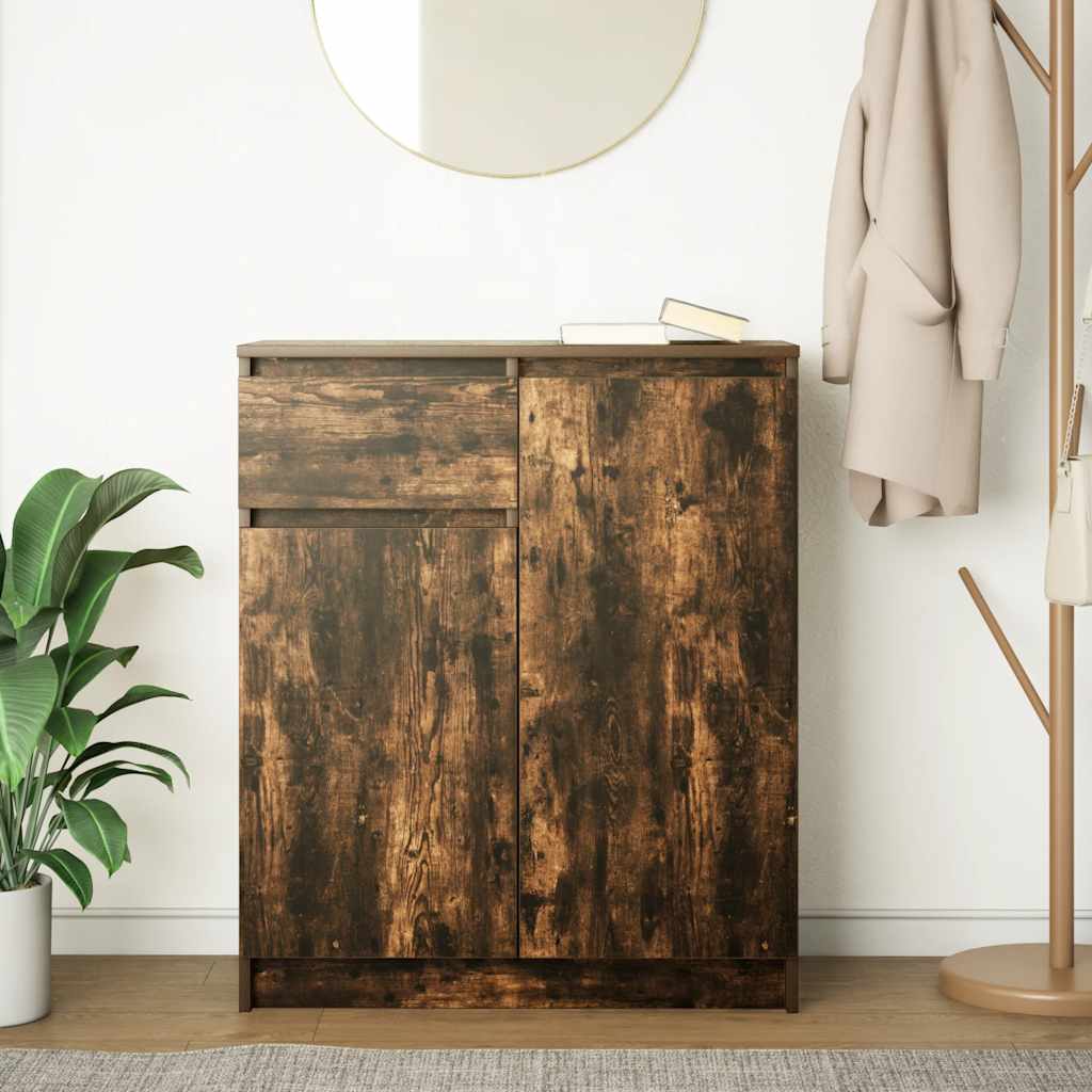 Buffet avec tiroir chêne fumé 71x35x84 cm bois d'ingénierie - XIOS