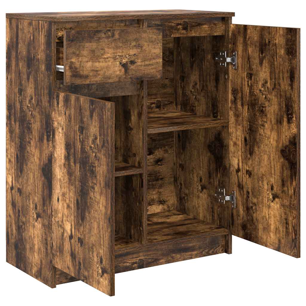 Buffet avec tiroir chêne fumé 71x35x84 cm bois d'ingénierie - XIOS