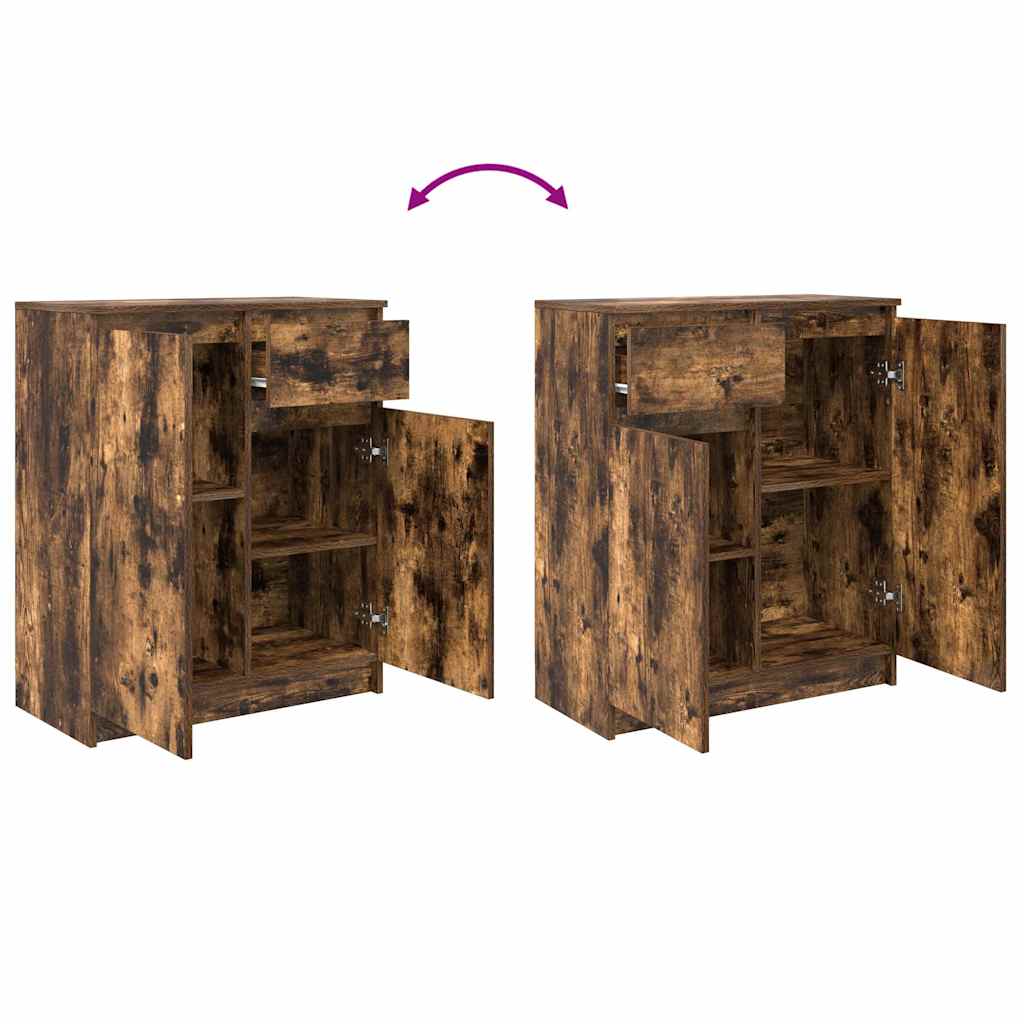 Buffet avec tiroir chêne fumé 71x35x84 cm bois d'ingénierie - XIOS