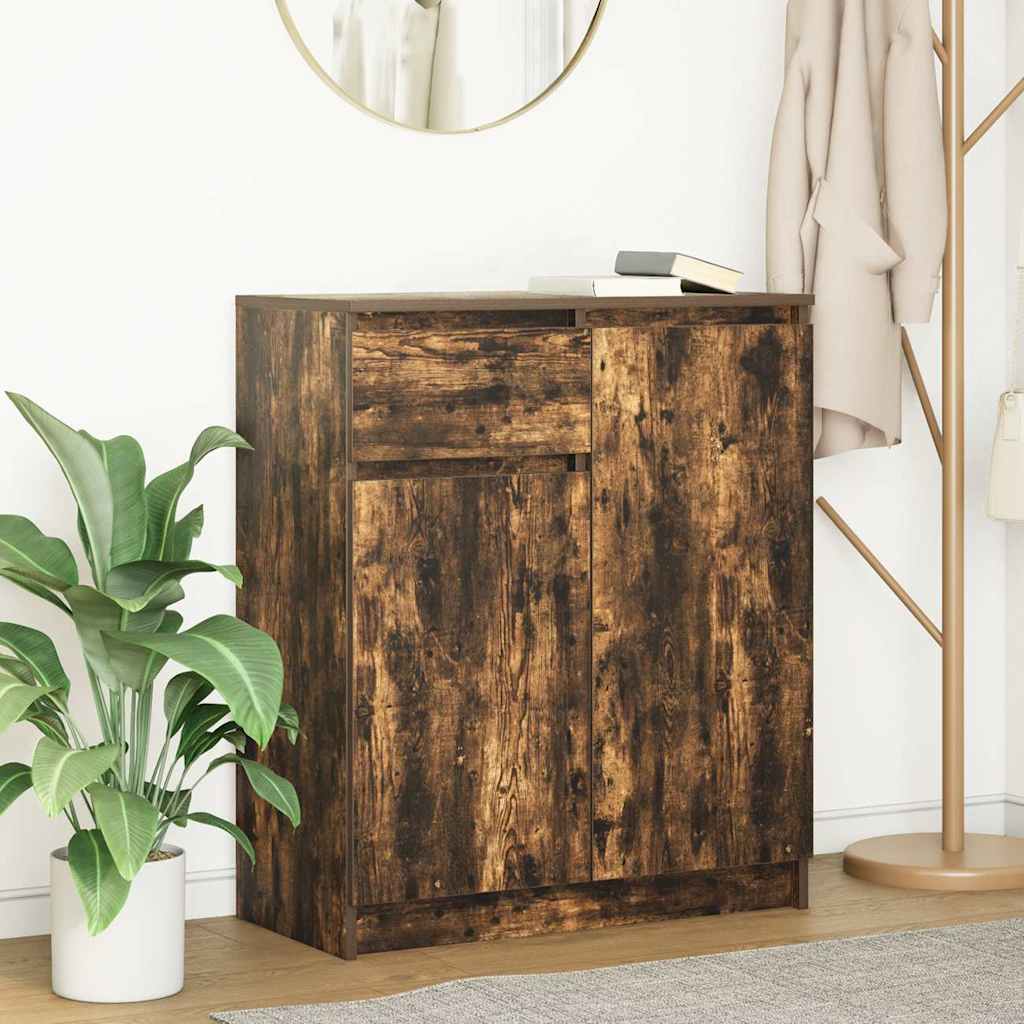 Buffet avec tiroir chêne fumé 71x35x84 cm bois d'ingénierie - XIOS