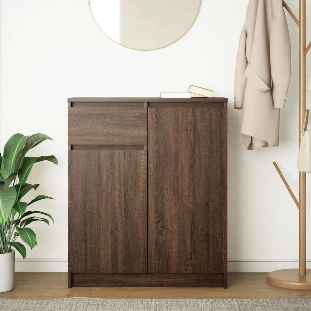 Buffet avec tiroir chêne brun 71x35x84 cm bois d'ingénierie - XIOS