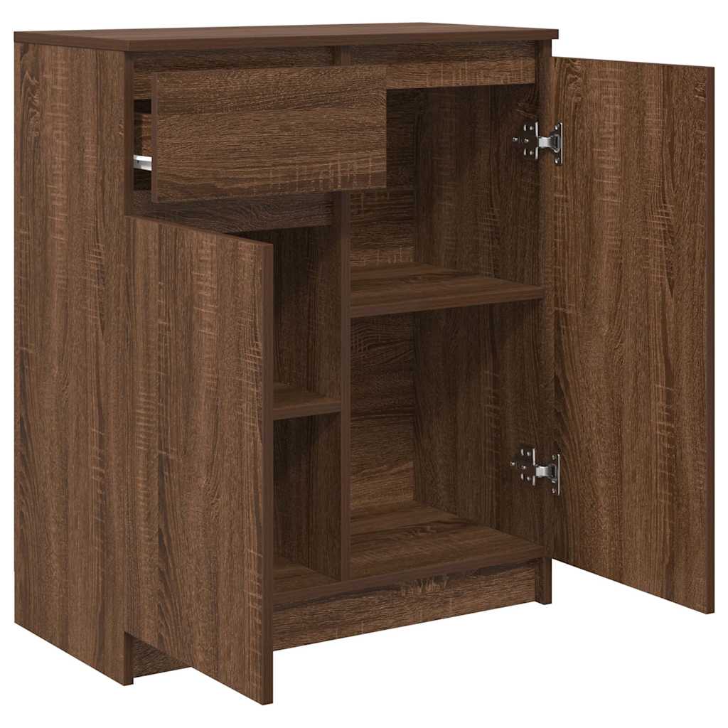 Buffet avec tiroir chêne brun 71x35x84 cm bois d'ingénierie - XIOS