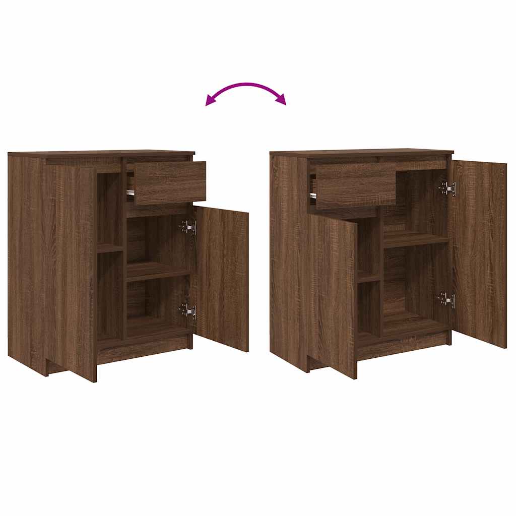 Buffet avec tiroir chêne brun 71x35x84 cm bois d'ingénierie - XIOS