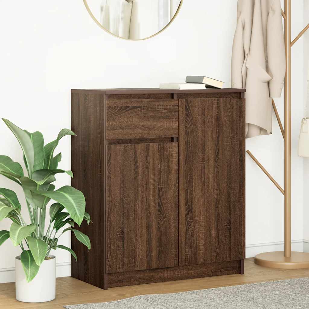 Buffet avec tiroir chêne brun 71x35x84 cm bois d'ingénierie - XIOS