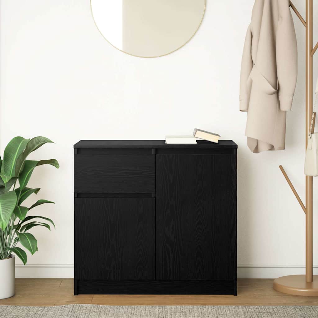 Buffet avec tiroir chêne noir 71x35x65 cm bois d'ingénierie - XIOS
