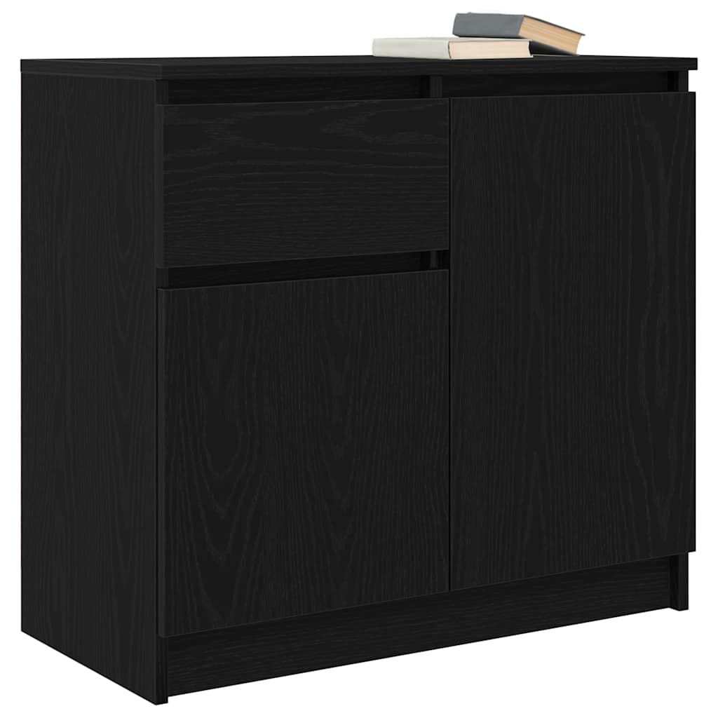 Buffet avec tiroir chêne noir 71x35x65 cm bois d'ingénierie - XIOS