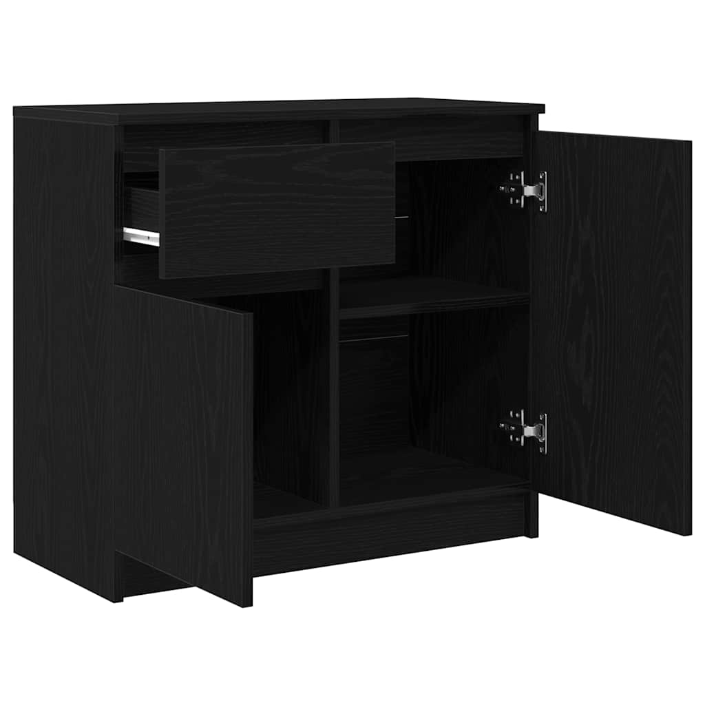 Buffet avec tiroir chêne noir 71x35x65 cm bois d'ingénierie - XIOS