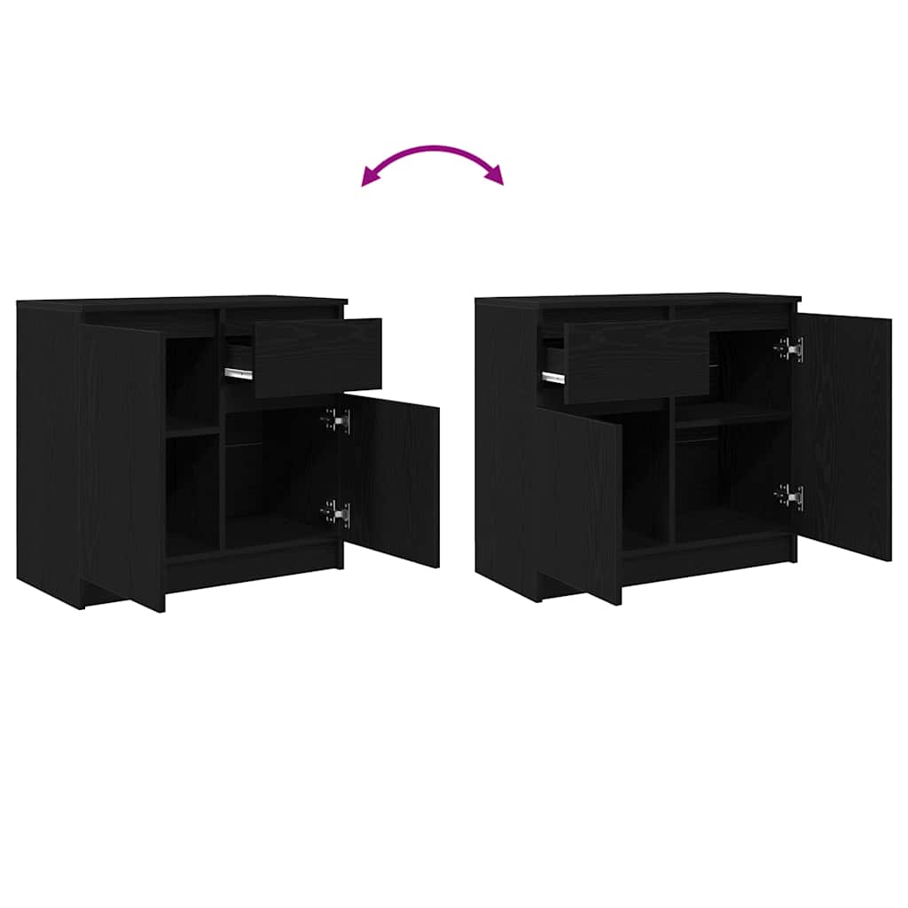 Buffet avec tiroir chêne noir 71x35x65 cm bois d'ingénierie - XIOS