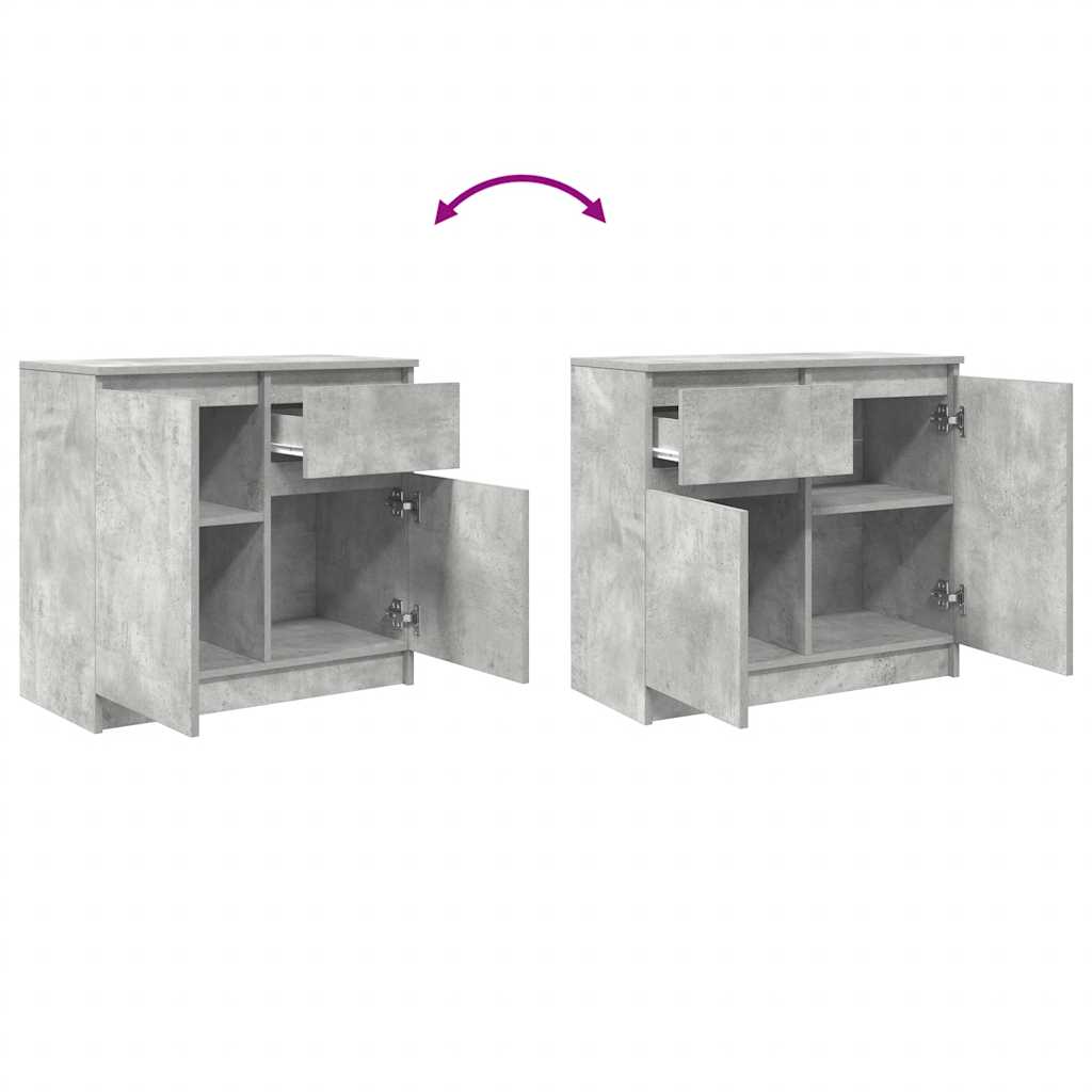Buffet avec tiroir gris béton 71x35x65 cm bois d'ingénierie - XIOS