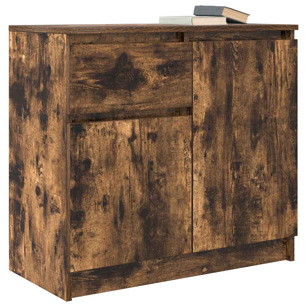 Buffet avec tiroir chêne fumé 71x35x65 cm bois d'ingénierie - XIOS