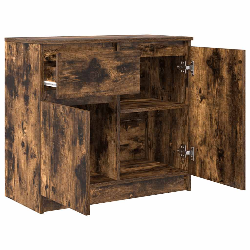 Buffet avec tiroir chêne fumé 71x35x65 cm bois d'ingénierie - XIOS