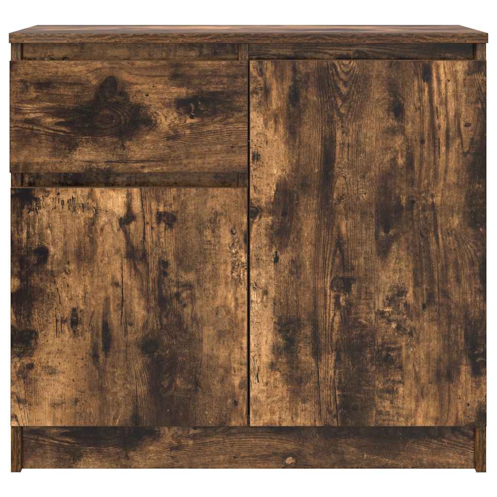 Buffet avec tiroir chêne fumé 71x35x65 cm bois d'ingénierie - XIOS