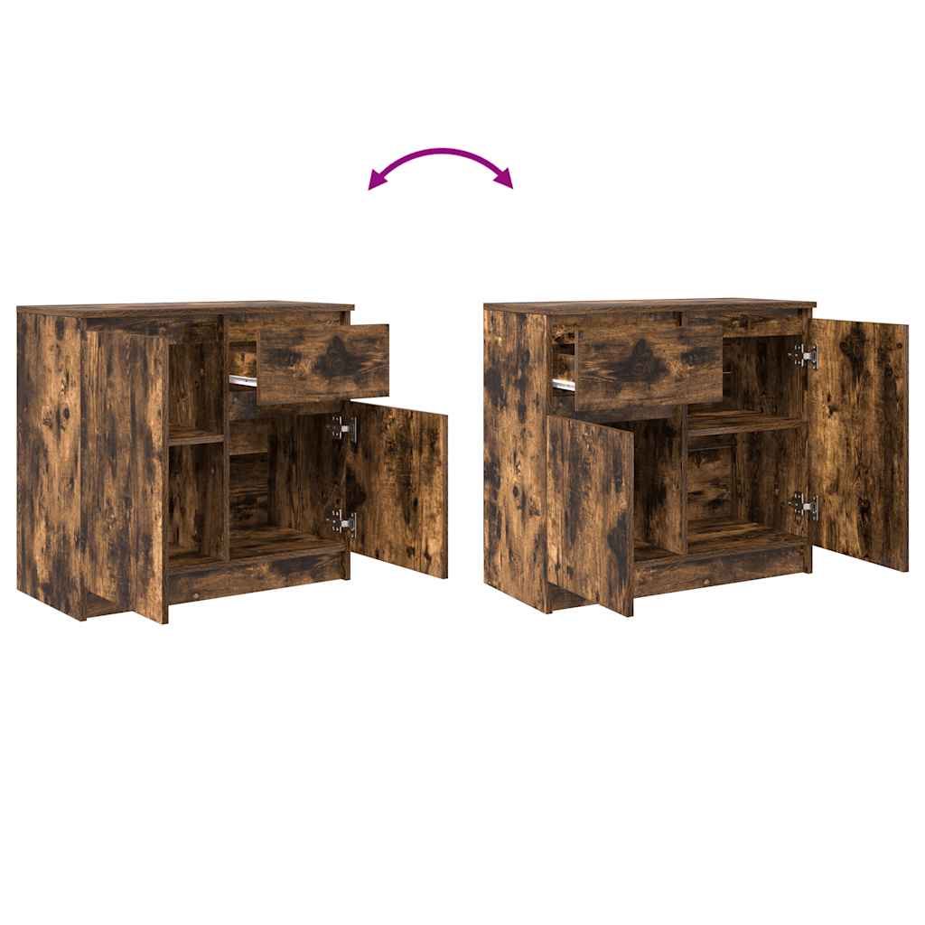 Buffet avec tiroir chêne fumé 71x35x65 cm bois d'ingénierie - XIOS