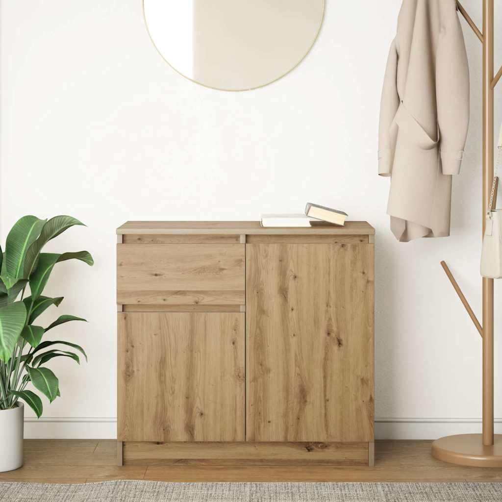 Buffet avec tiroir chêne artisanal 71x35x65 cm bois ingénierie - XIOS