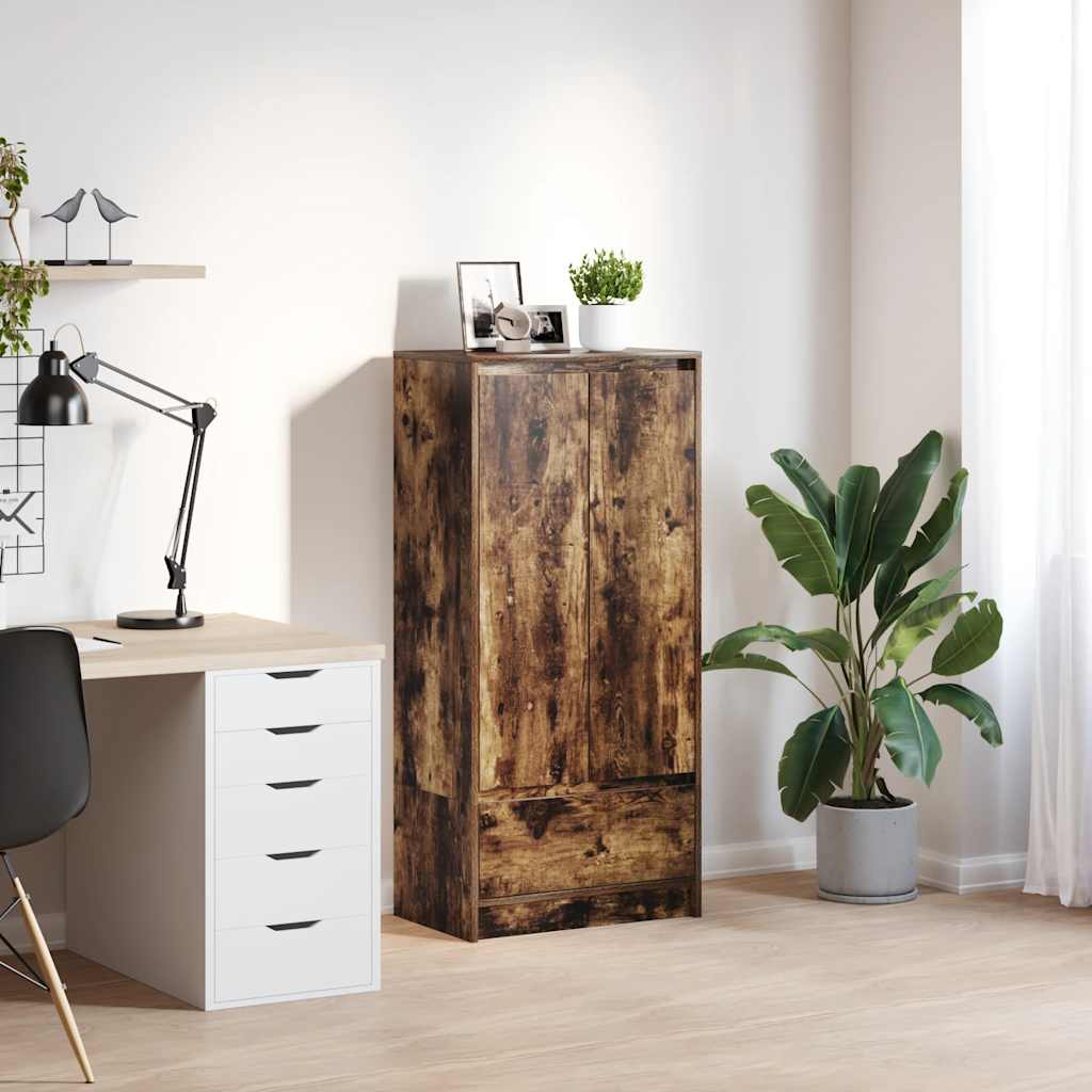 Armoire avec tiroir chêne fumé 55,5x34x119,5 cm bois ingénierie - XIOS