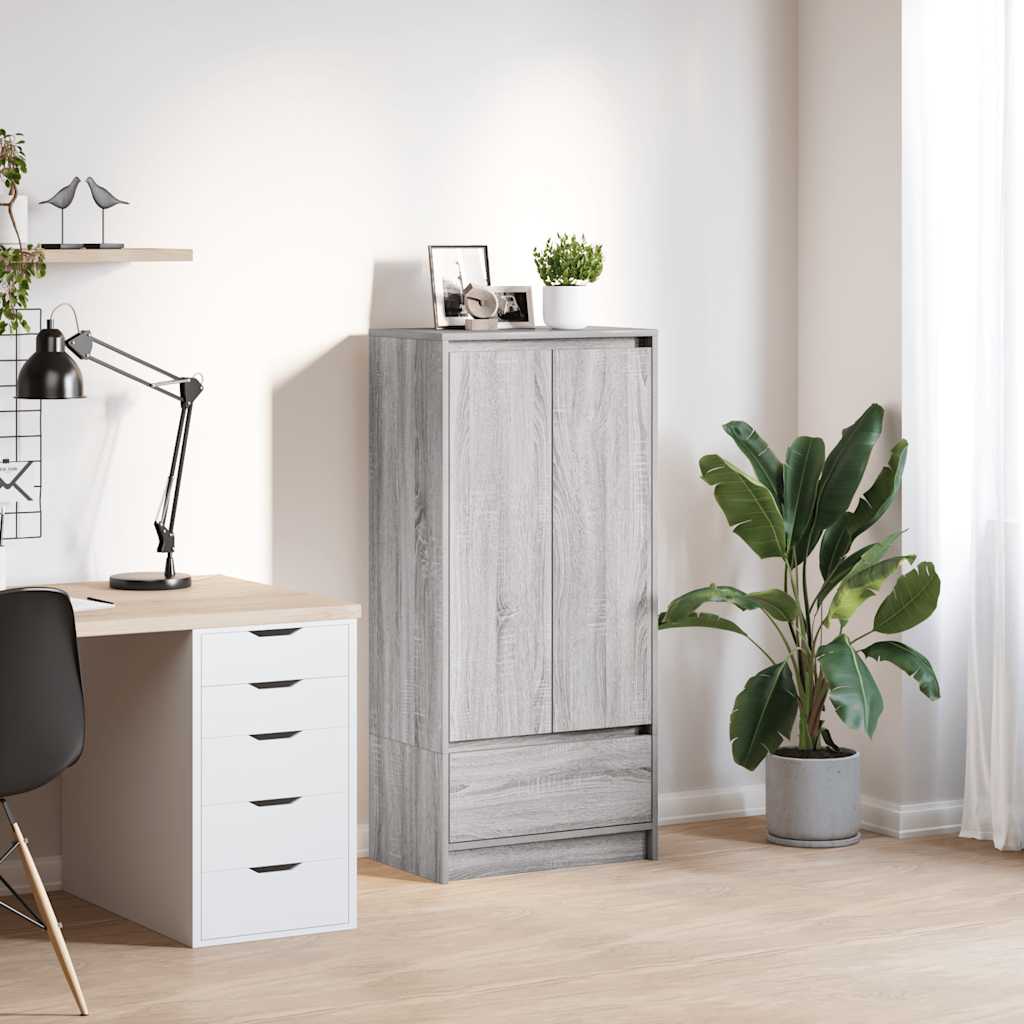 Armoire tiroir sonoma gris 55,5x34x119,5 cm bois d'ingénierie - XIOS