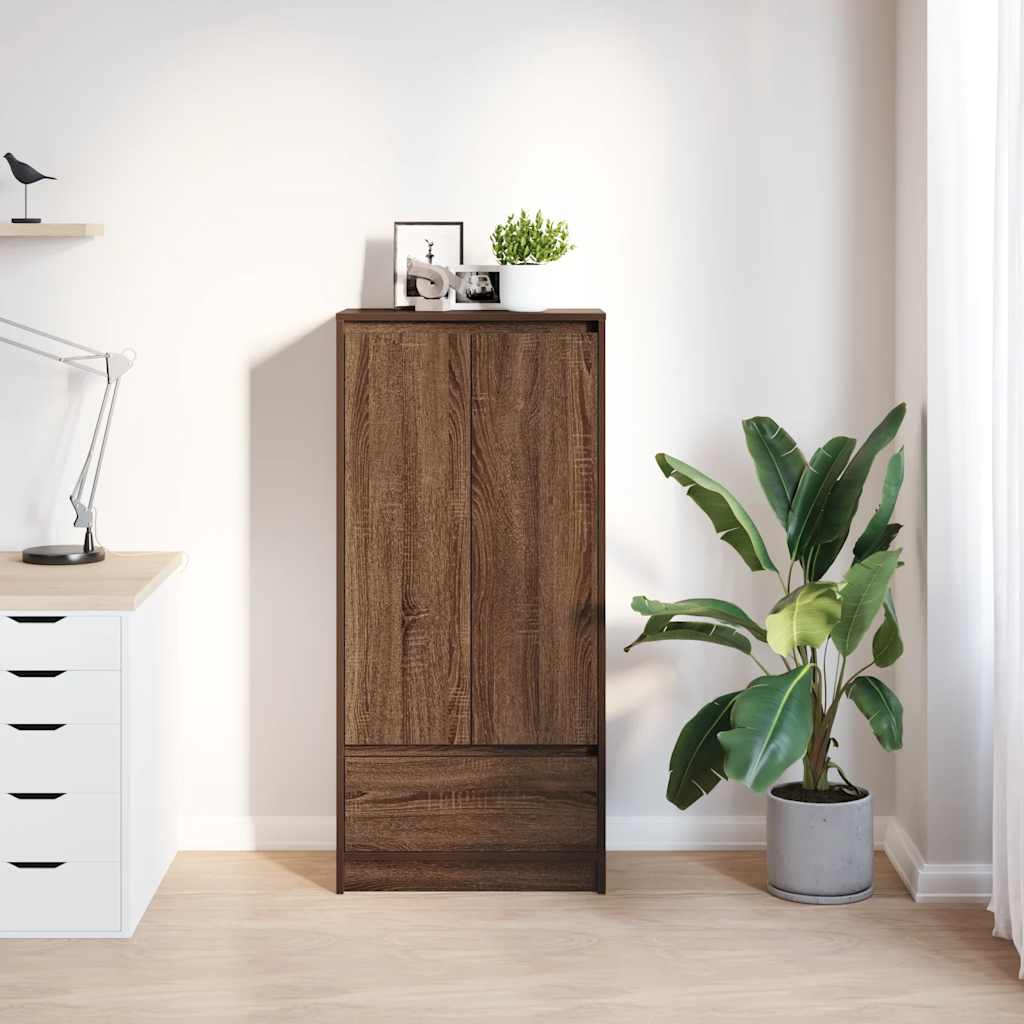 Armoire tiroir chêne marron 55,5x34x119,5 cm bois d'ingénierie - XIOS
