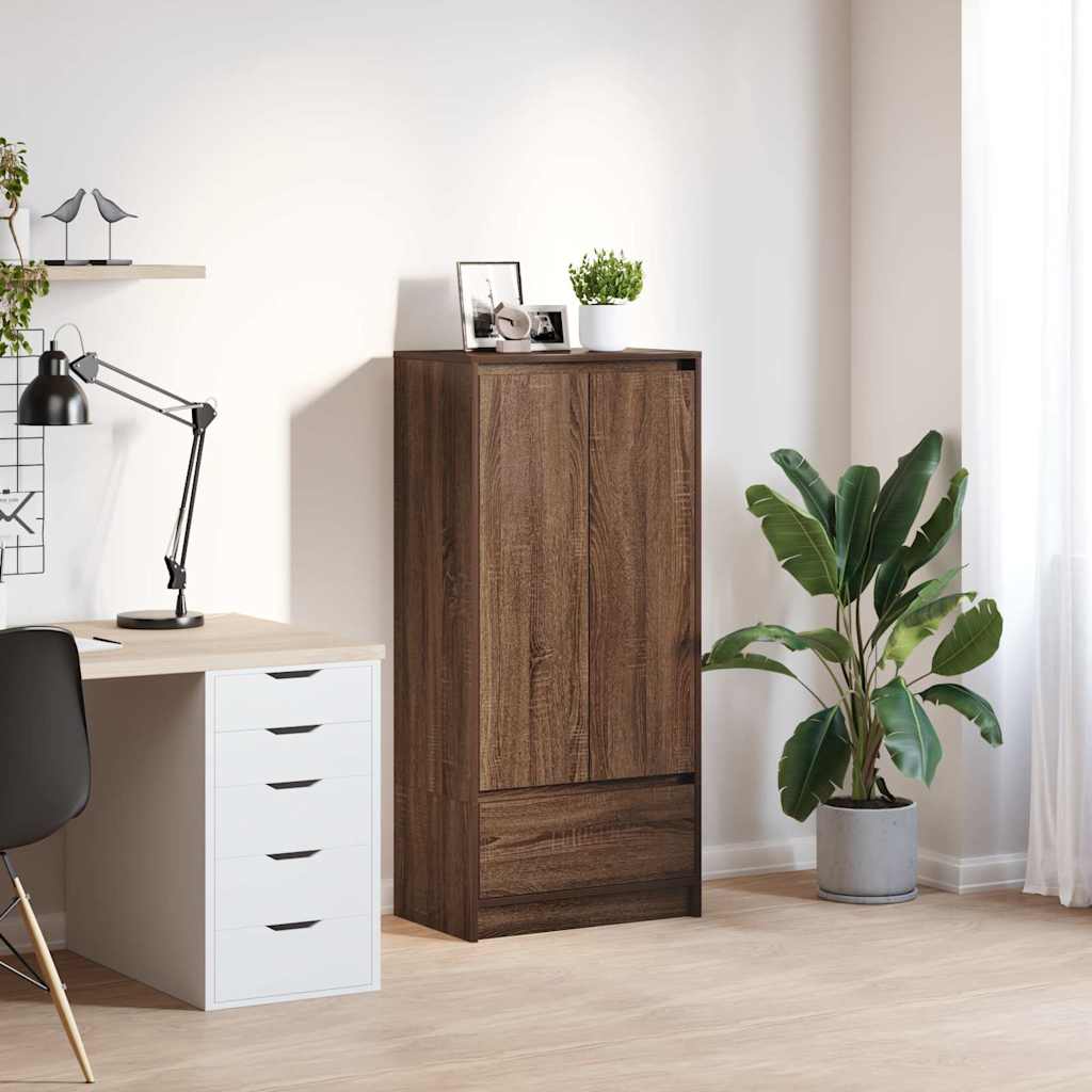 Armoire tiroir chêne marron 55,5x34x119,5 cm bois d'ingénierie - XIOS
