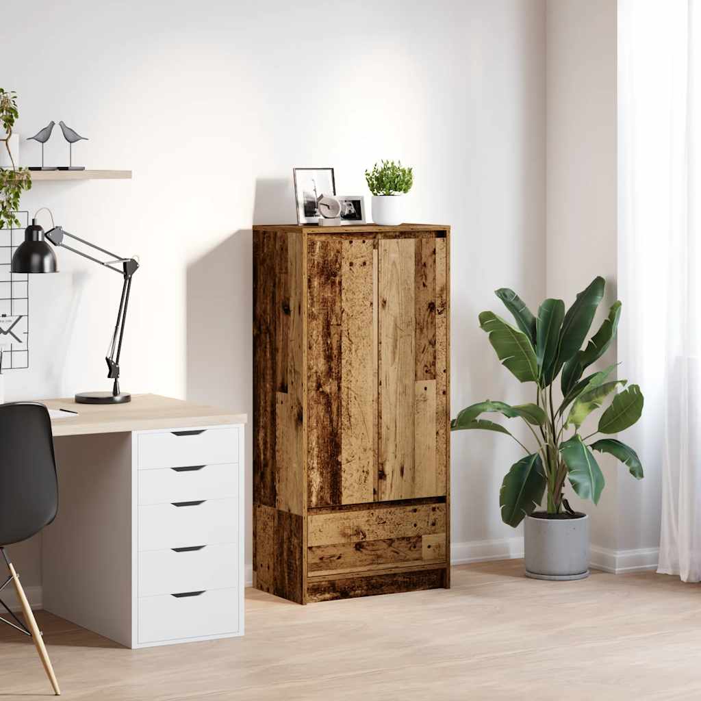 Armoire avec tiroir vieux bois 55,5x34x119,5 cm bois ingénierie - XIOS