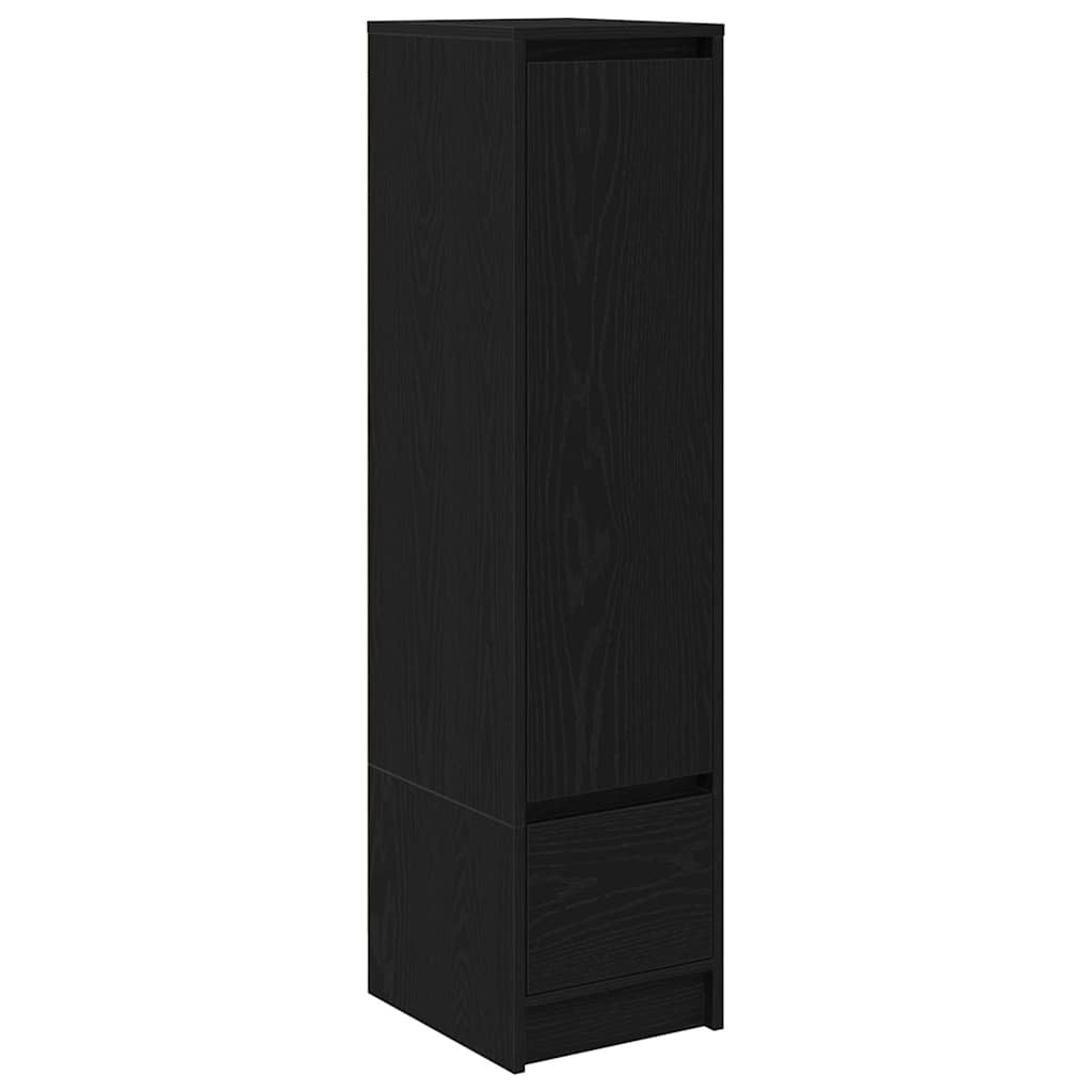 Buffet haut chêne noir 29,5x34x119,5 cm bois d'ingénierie - XIOS