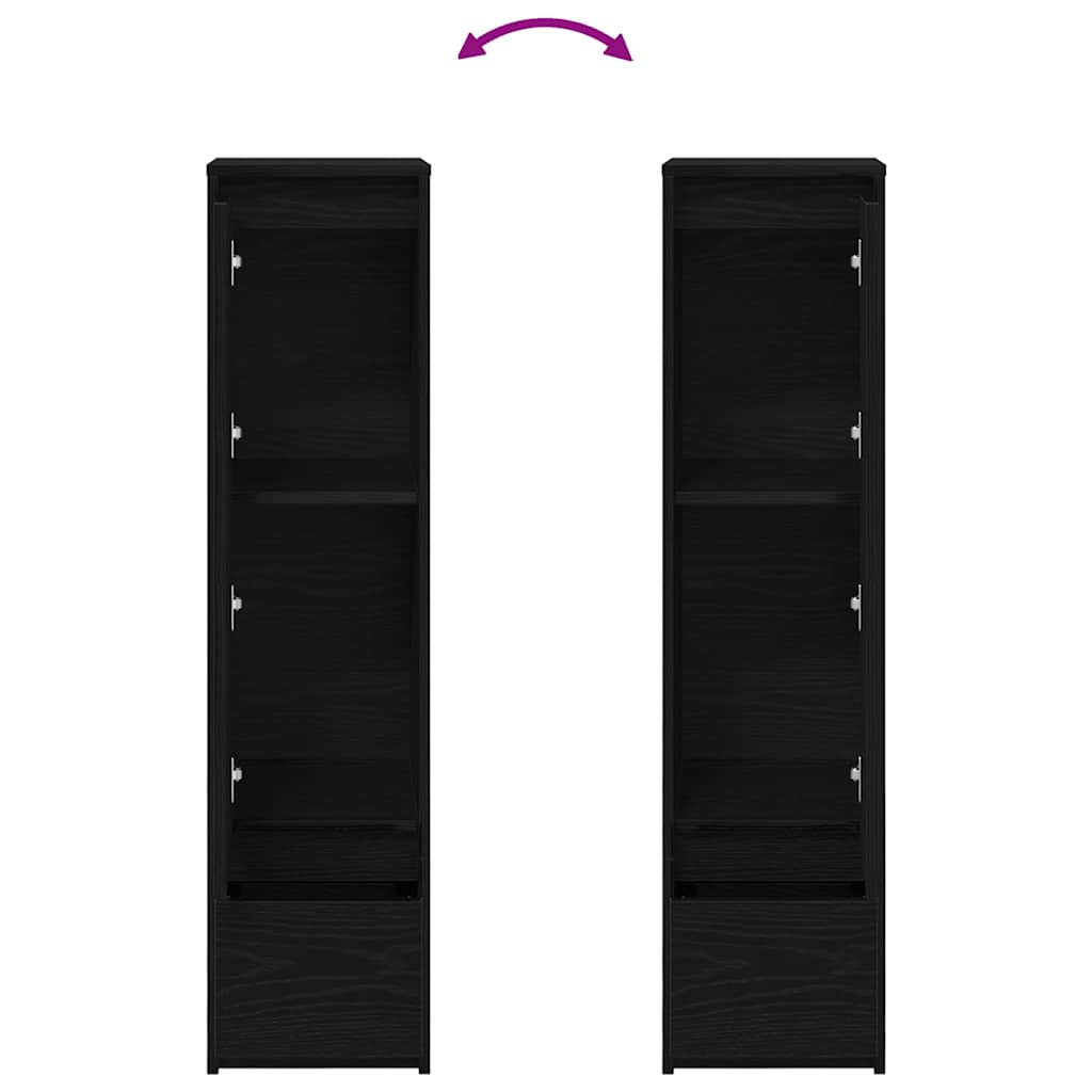 Buffet haut chêne noir 29,5x34x119,5 cm bois d'ingénierie - XIOS